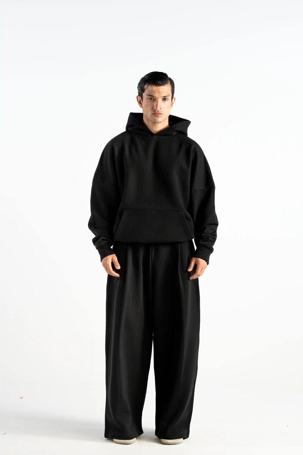 Y27 - Premium Heavy Boxy Organic Hoodie [520gsm] — Midnight Black