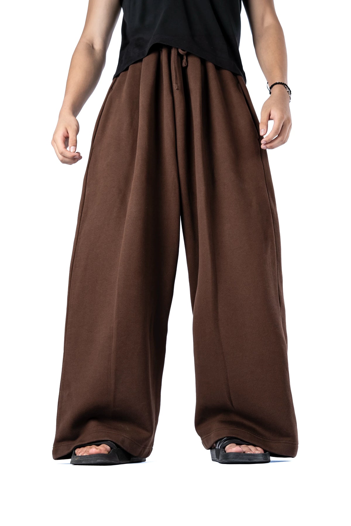 Y33 - Pleated Baggy Organic Sweatpants [520gsm] - Mocha