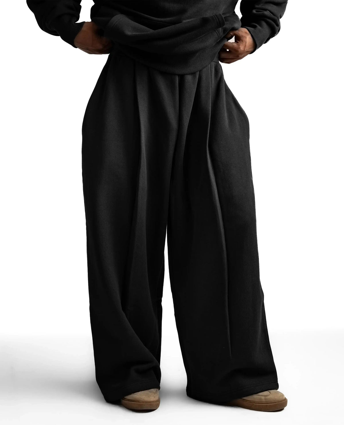 Y33 - Pleated Baggy Organic Sweatpants [520gsm] - Midnight Black